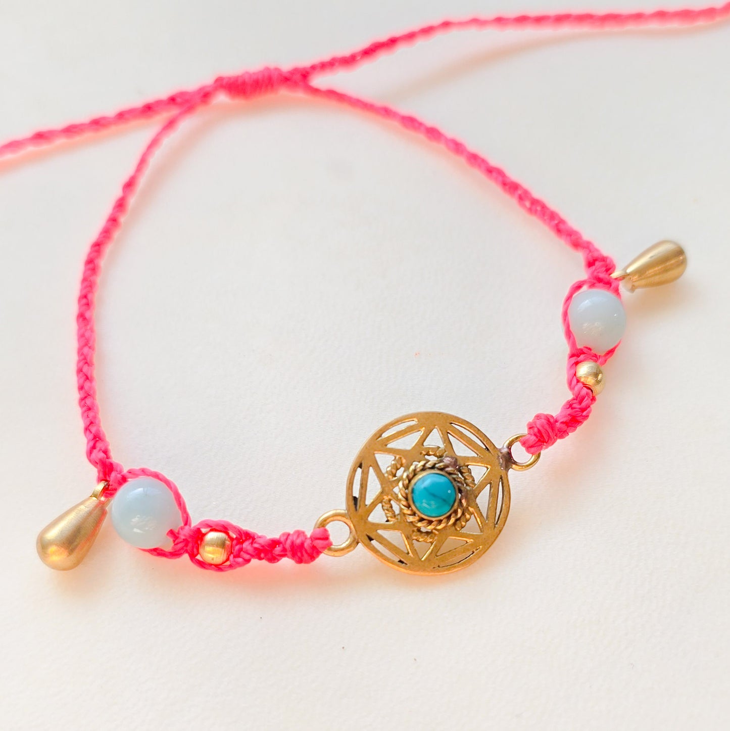 Turquoise sacred geometry star brass bracelet/anklet
