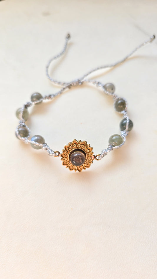 Labradorite flower brass bracelet/anklet