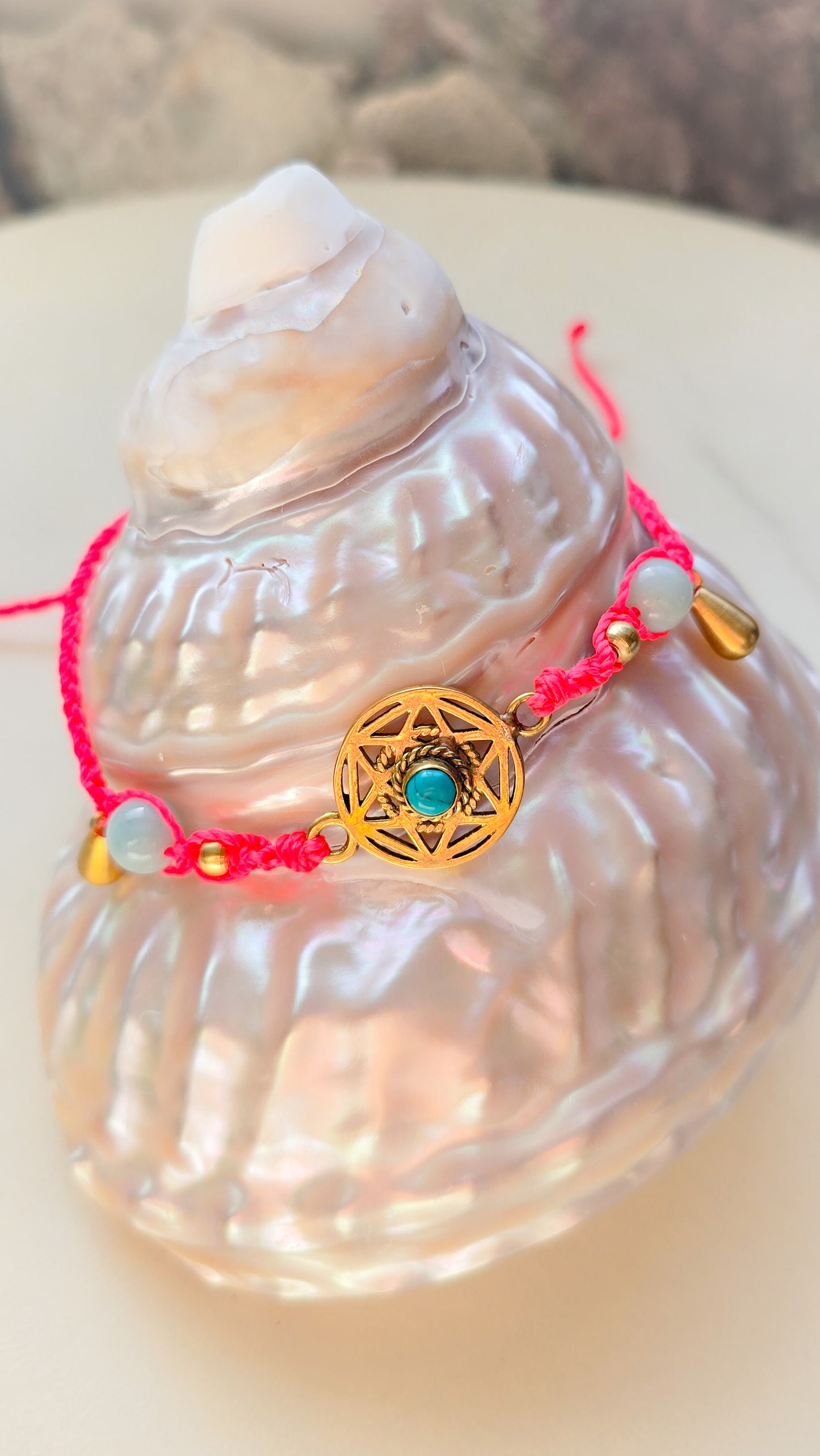 Turquoise sacred geometry star brass bracelet/anklet