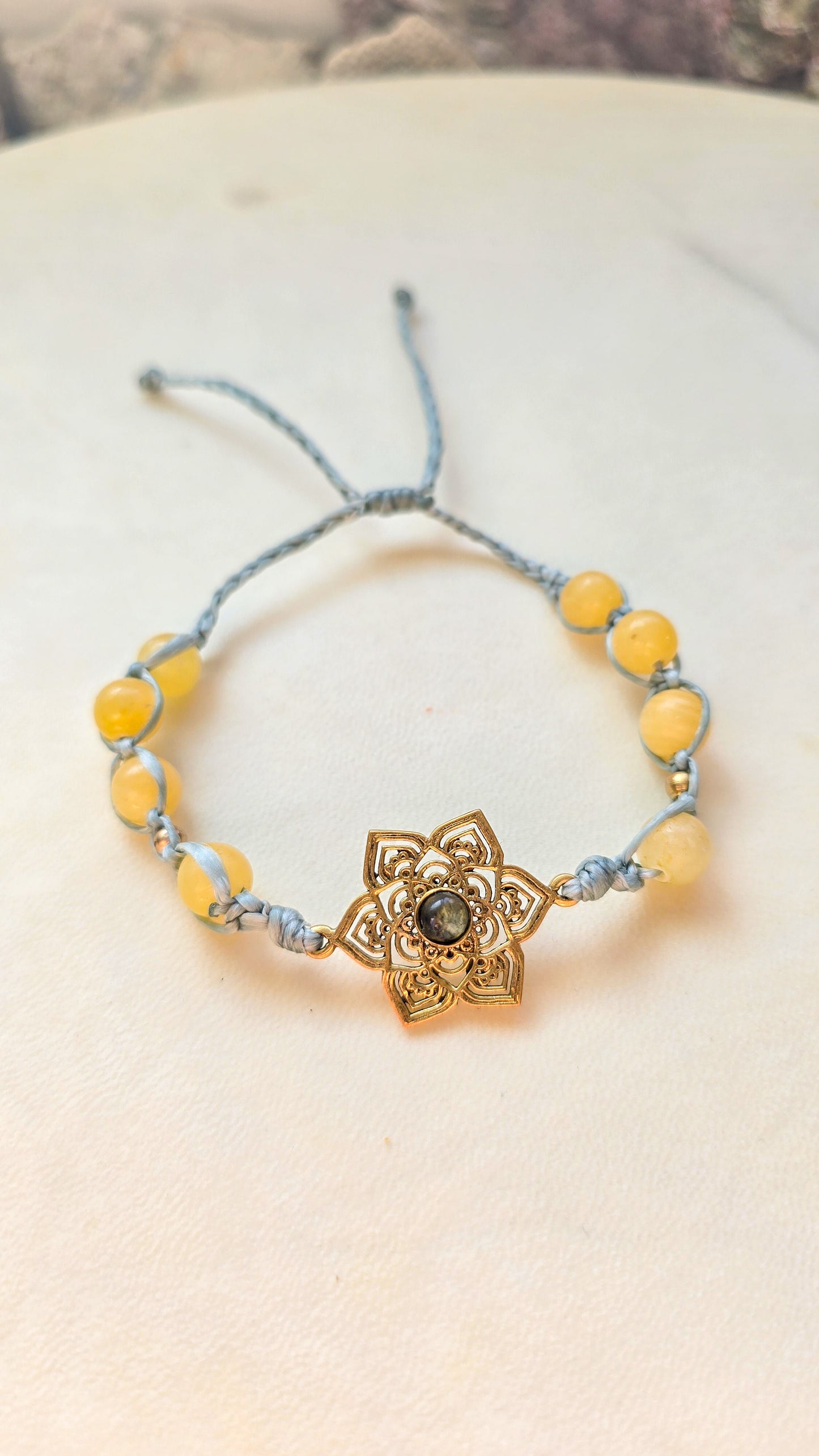 Labradorite topea flower brass bracelet/anklet