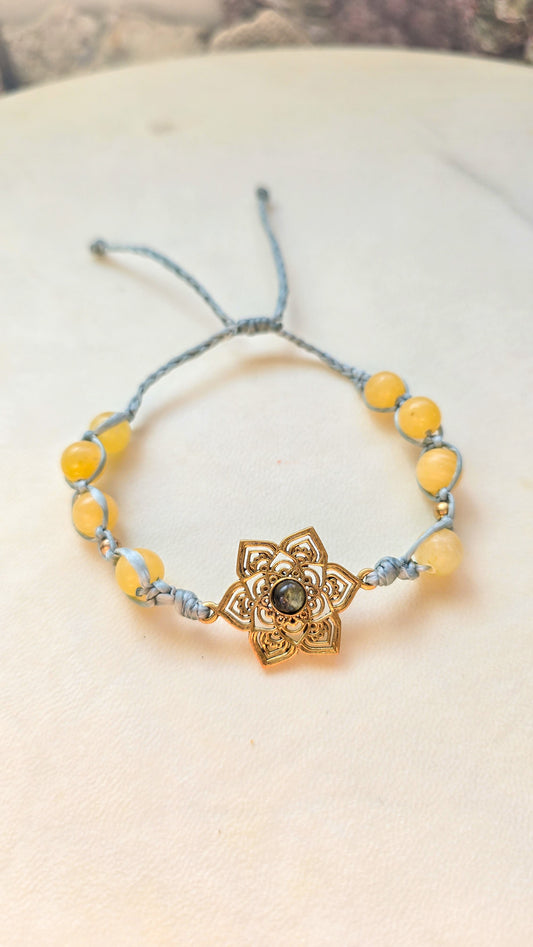 Labradorite topea flower brass bracelet/anklet