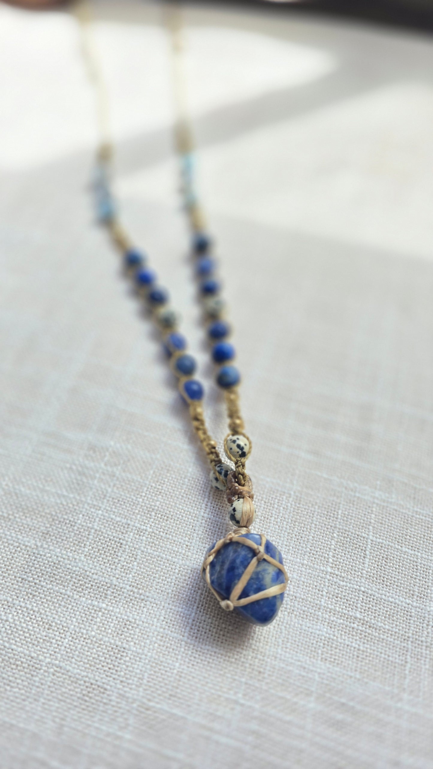 Sodalite Bronze Aquamarine 37Hz Frequency Necklace