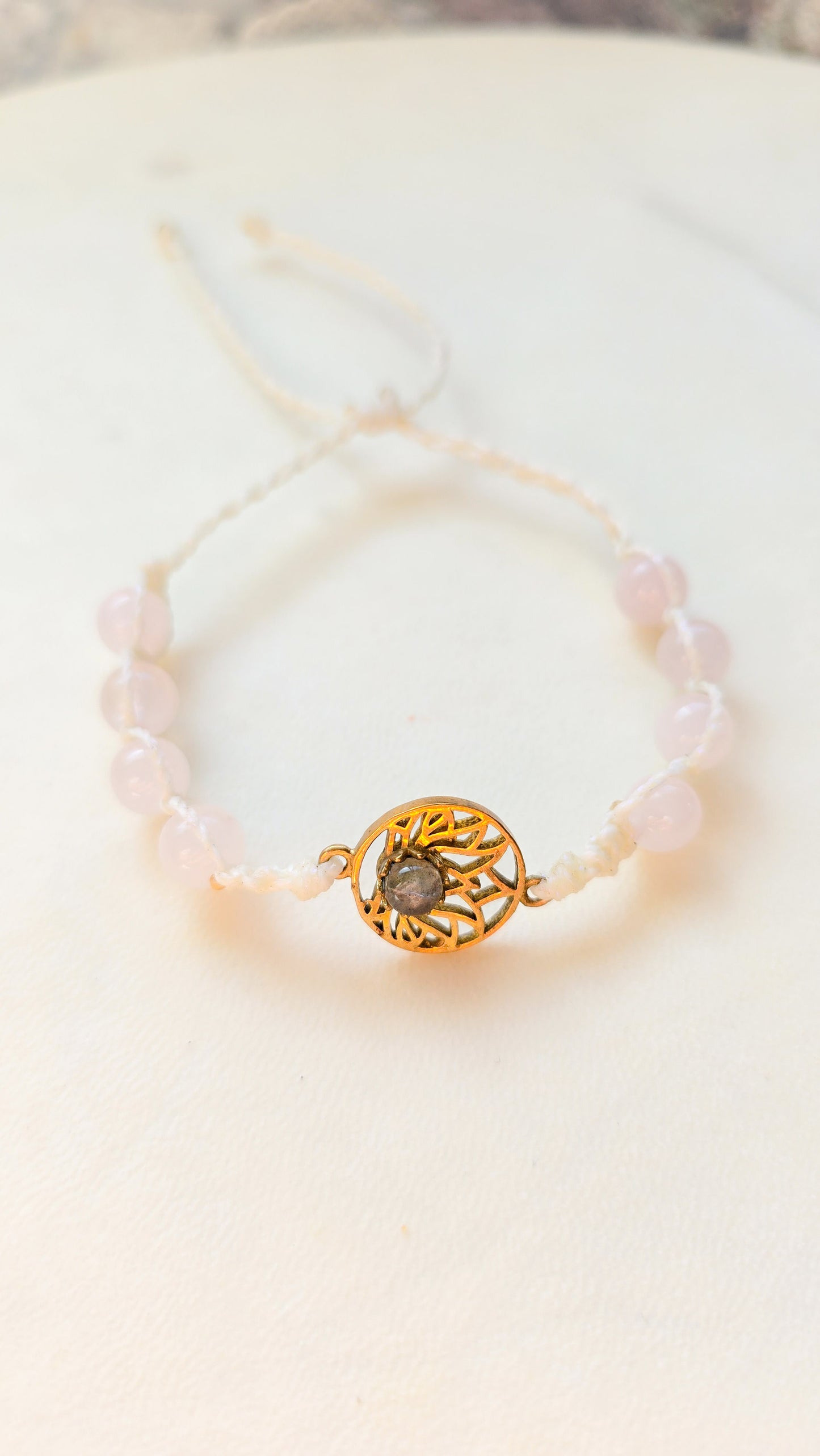 Labradorite lotus flower brass bracelet/anklet