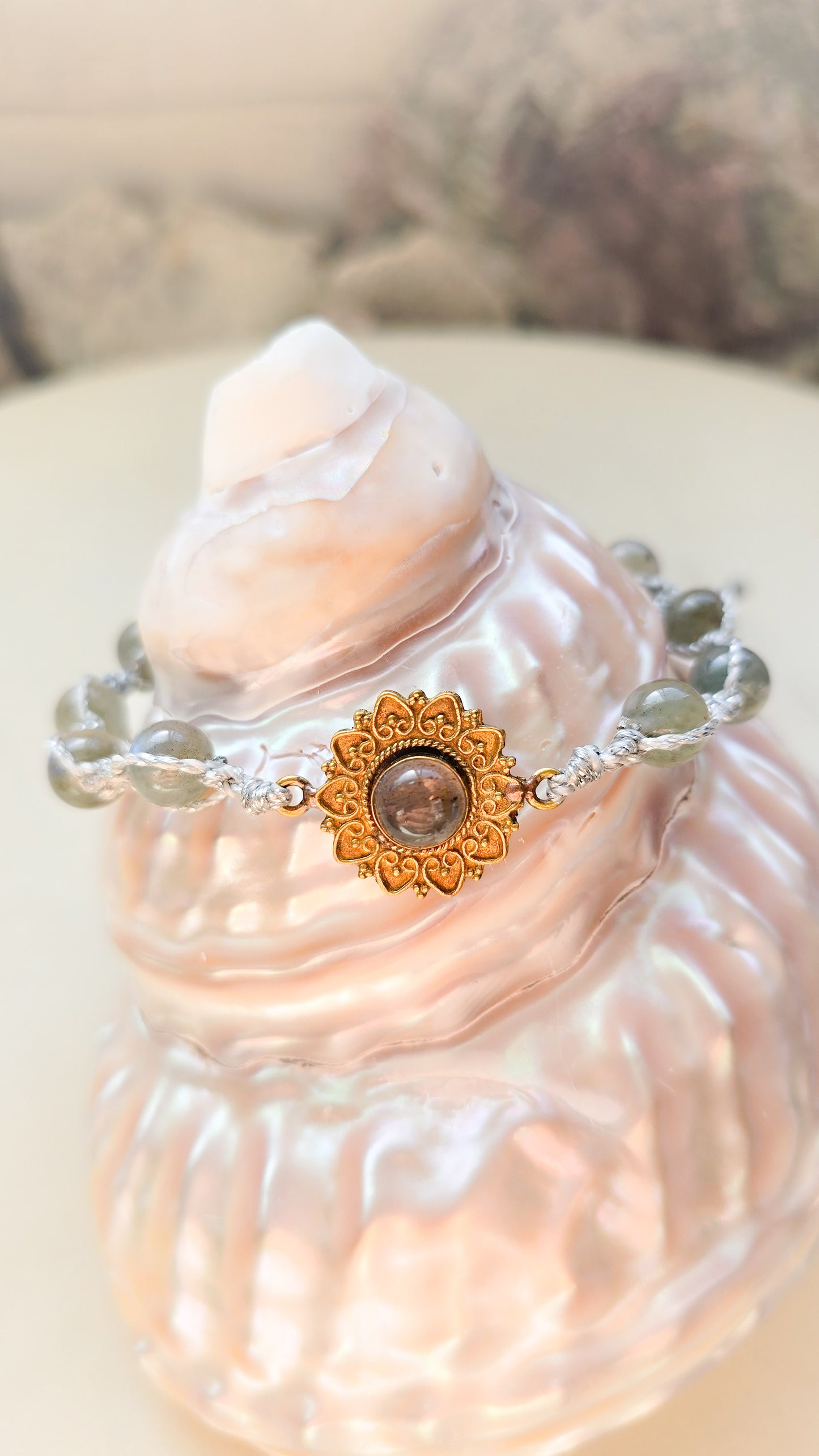 Labradorite flower brass bracelet/anklet